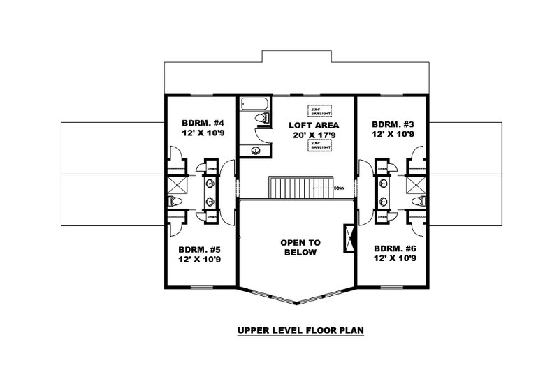 Home Plan - Floor Plan - Upper Floor for Farmhouse House Plan #117-980 - 6 bed, 5 bath