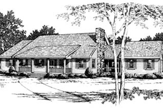 Exterior - Front Elevation for Ranch House Plan #10-138 - 3 bed, 2 bath