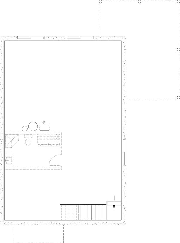 House Blueprint - Floor Plan - Lower Floor for Contemporary House Plan #23-2906 - 2 bed, 1 bath