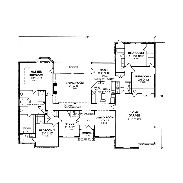 House Blueprint - Traditional Floor Plan - Main Floor Plan #20-325