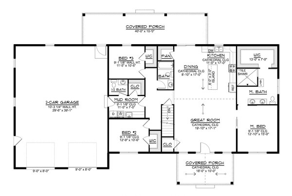 Home Plan - Floor Plan - Main Floor for Country House Plan #1064-499 - 3 bed, 2.5 bath
