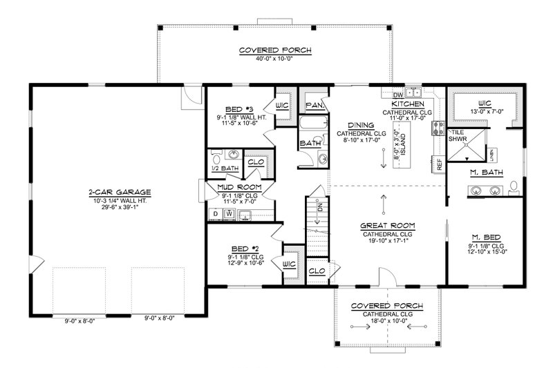 Home Plan - Floor Plan - Main Floor for Country House Plan #1064-499 - 3 bed, 2.5 bath