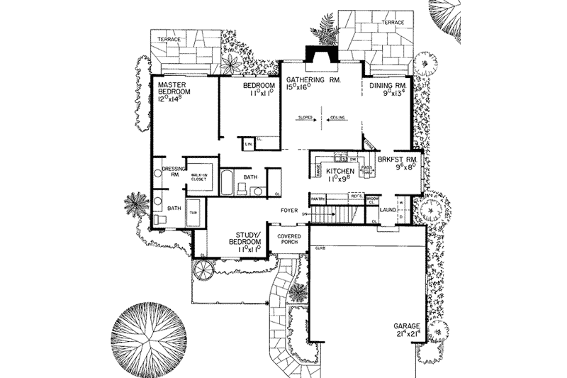 Dream House Plan - Floor Plan - Main Floor for Ranch House Plan #72-303 - 3 bed, 2 bath
