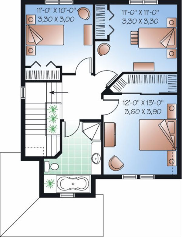 House Plan Design - Traditional Floor Plan - Upper Floor Plan #23-740
