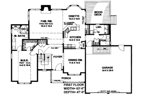 Floor Plan - Main Floor for Traditional House Plan #328-146 - 3 bed, 2.5 bath