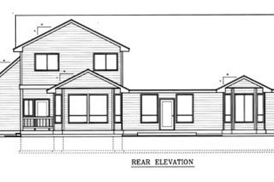 Exterior - Rear Elevation for Traditional House Plan #98-212 - 4 bed, 2.5 bath