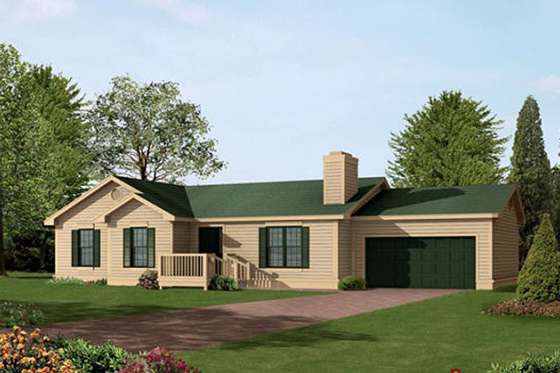 Ranch Style House Plan - 3 Beds 2 Baths 1416 Sq/Ft Plan #57-215