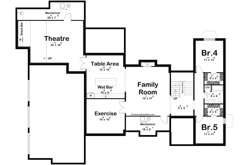 Architectural House Design - Floor Plan - Lower Floor for Cottage House Plan #455-784 - 3 bed, 2.5 bath