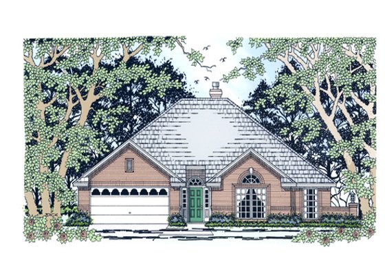 Exterior - Front Elevation for Traditional House Plan #42-383 - 3 bed, 2 bath