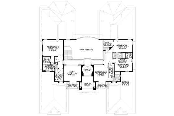 Floor Plan - Upper Floor for Mediterranean House Plan #420-297 - 5 bed, 5.5 bath
