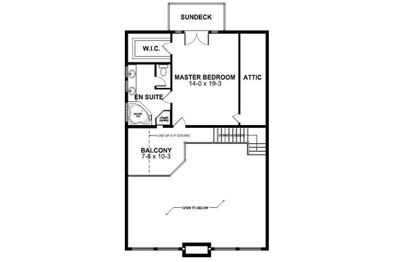 Floor Plan - Upper Floor for Contemporary House Plan #126-147 - 3 bed, 2 bath