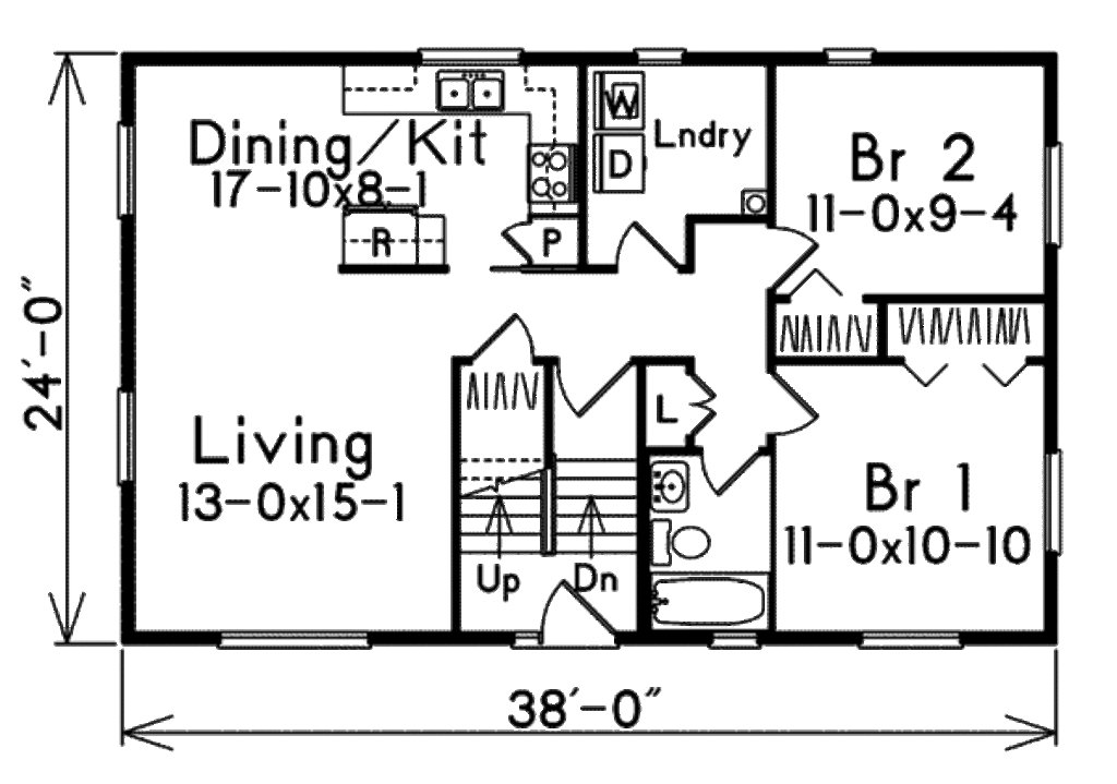 Modern Style House Plan - 2 Beds 1 Baths 1824 Sq/Ft Plan #57-284 ...