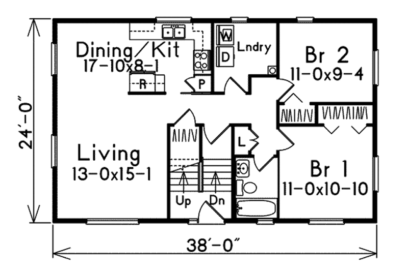 Architectural House Design - Floor Plan - Lower Floor for Modern House Plan #57-284 - 2 bed, 1 bath