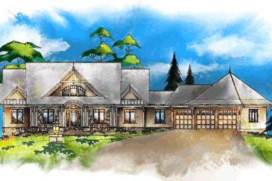 Exterior - Front Elevation for Southern House Plan #71-140 - 3 bed, 4.5 bath