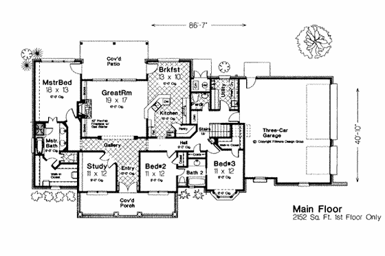 Floor Plan - Main Floor for Country House Plan #310-240 - 3 bed, 2.5 bath