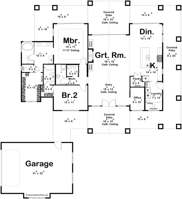 Beach Floor Plan - Main Floor Plan #455-488