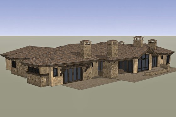 Exterior - Rear Elevation 1 for Mediterranean House Plan #892-31 - 3 bed, 3.5 bath