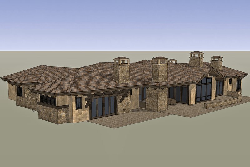 Home Plan - Exterior - Rear Elevation 1 for Mediterranean House Plan #892-31 - 3 bed, 3.5 bath