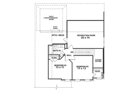 Floor Plan - Upper Floor for European House Plan #81-251 - 3 bed, 2.5 bath