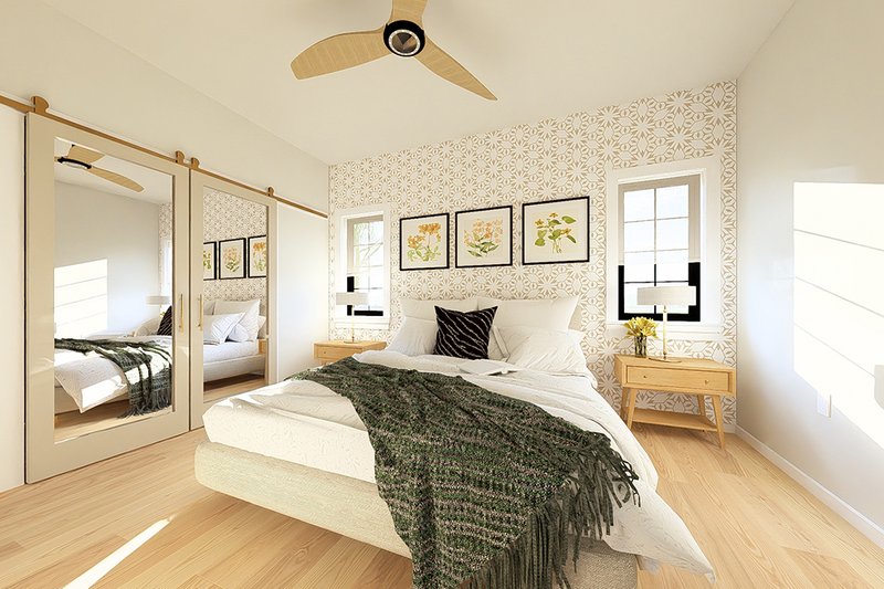 Architectural House Design - Interior - Master Bedroom for Farmhouse House Plan #126-299 - 1 bed, 1 bath