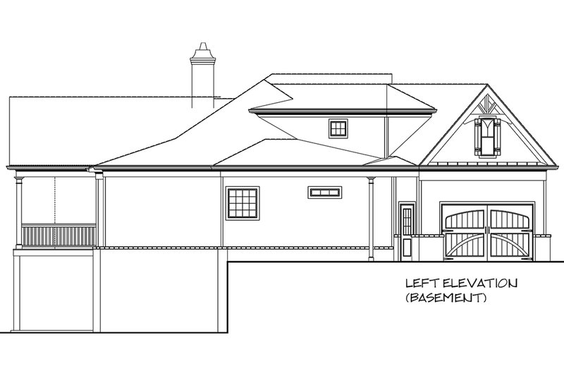 Architectural House Design - Left Side Elevation With Optional Basement 