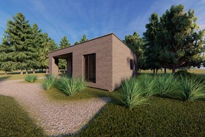 Exterior - Rear Elevation for Modern House Plan #549-35 - 2 bed, 1 bath