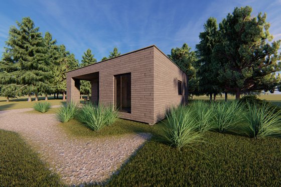 Exterior - Rear Elevation for Modern House Plan #549-35 - 2 bed, 1 bath