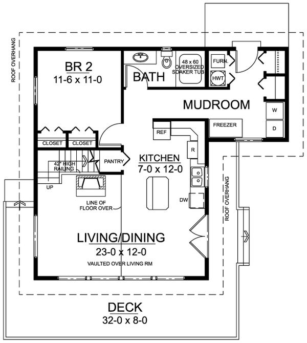 Dream House Plan - Cabin Floor Plan - Main Floor Plan #126-219