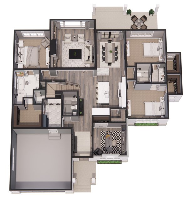 Home Plan - Floor Plan - Main Floor 1 for Farmhouse House Plan #51-1569 - 3 bed, 3 bath
