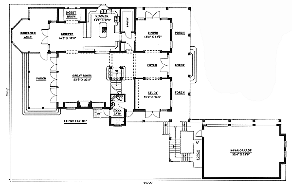 Southern Floor Plan - Main Floor Plan #27-207