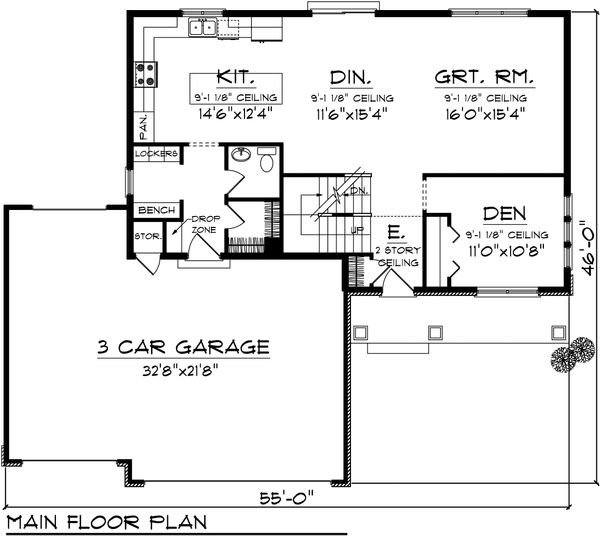 Home Plan - Craftsman Floor Plan - Main Floor Plan #70-1099