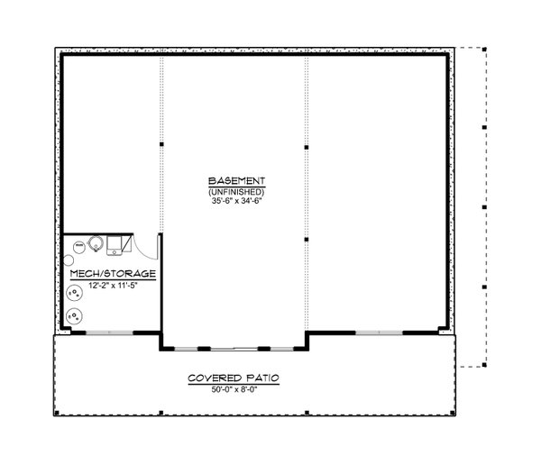 House Blueprint - Floor Plan - Lower Floor for Contemporary House Plan #1064-453 - 3 bed, 2 bath