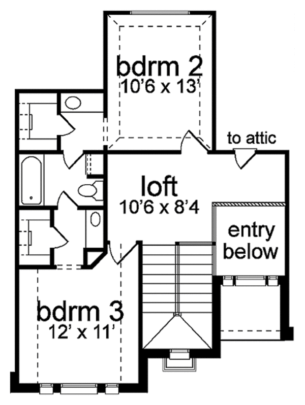 Architectural House Design - European Floor Plan - Upper Floor Plan #84-253