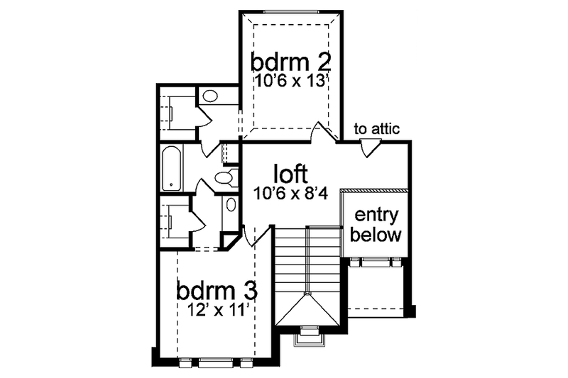 Home Plan - Floor Plan - Upper Floor for European House Plan #84-253 - 3 bed, 3 bath