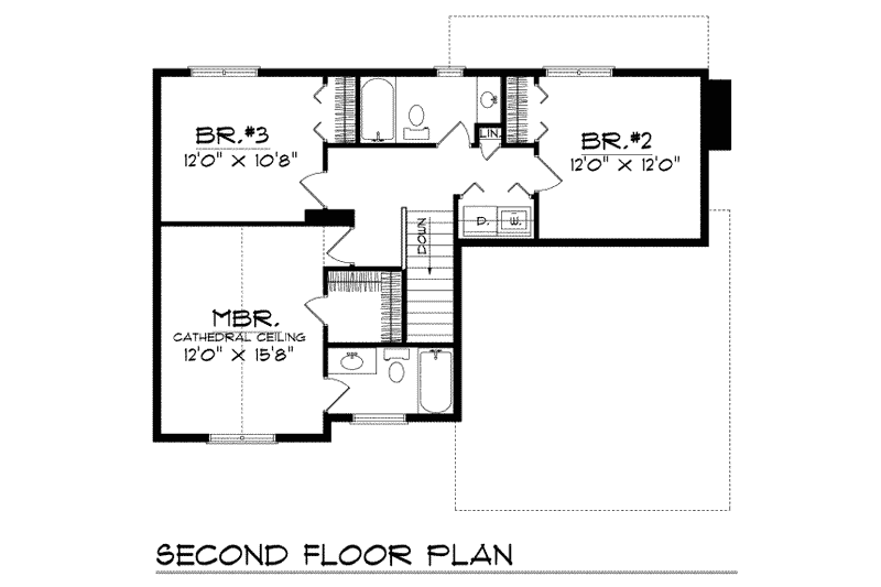 Dream House Plan - Floor Plan - Upper Floor for Traditional House Plan #70-178 - 3 bed, 2.5 bath