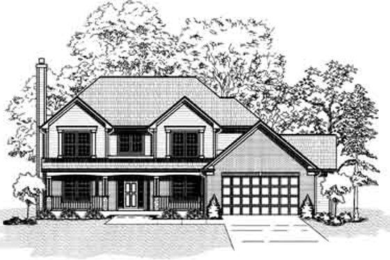 Exterior - Front Elevation for Traditional House Plan #9-101 - 4 bed, 2.5 bath
