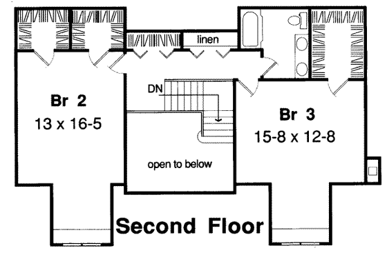 Floor Plan - Upper Floor for Traditional House Plan #312-406 - 4 bed, 2.5 bath