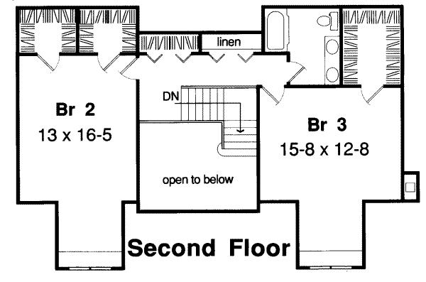 Traditional Floor Plan - Upper Floor Plan #312-406