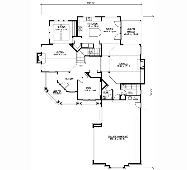 Craftsman Floor Plan - Main Floor Plan #132-144