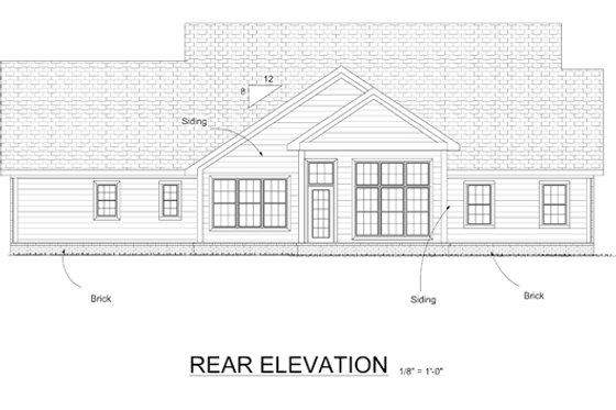 Exterior - Rear Elevation for Cottage House Plan #513-2059 - 3 bed, 2.5 bath