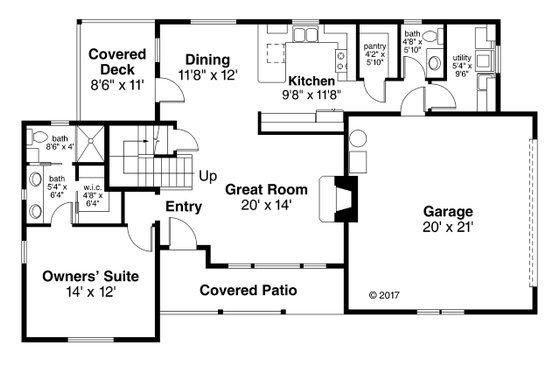 Floor Plan - Main Floor for Country House Plan #124-1060 - 3 bed, 2.5 bath
