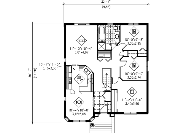Traditional Floor Plan - Main Floor Plan #25-4135