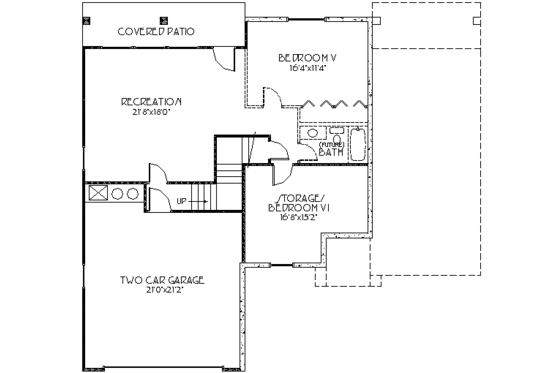 Floor Plan - Lower Floor for Traditional House Plan #24-223 - 6 bed, 3 bath