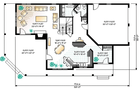 Floor Plan - Main Floor for Country House Plan #23-286 - 3 bed, 2.5 bath