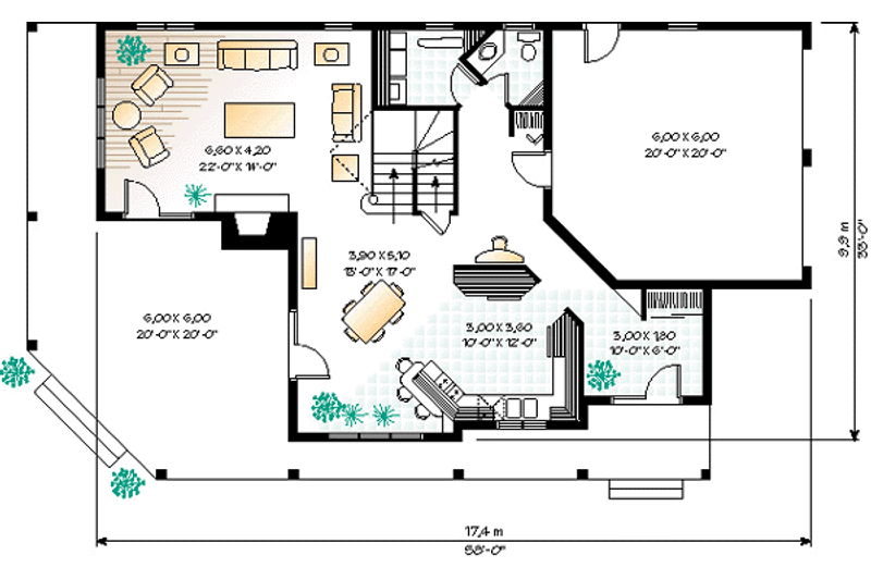 Home Plan - Floor Plan - Main Floor for Country House Plan #23-286 - 3 bed, 2.5 bath