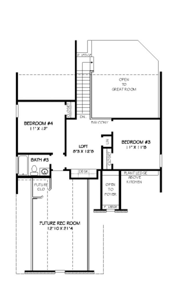 European Floor Plan - Upper Floor Plan #424-136