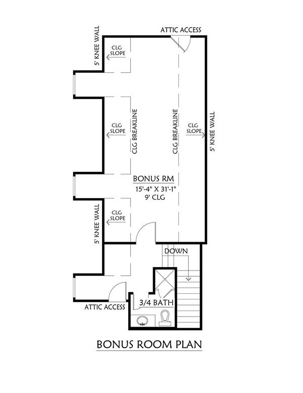 Southern Floor Plan - Upper Floor Plan #1074-34
