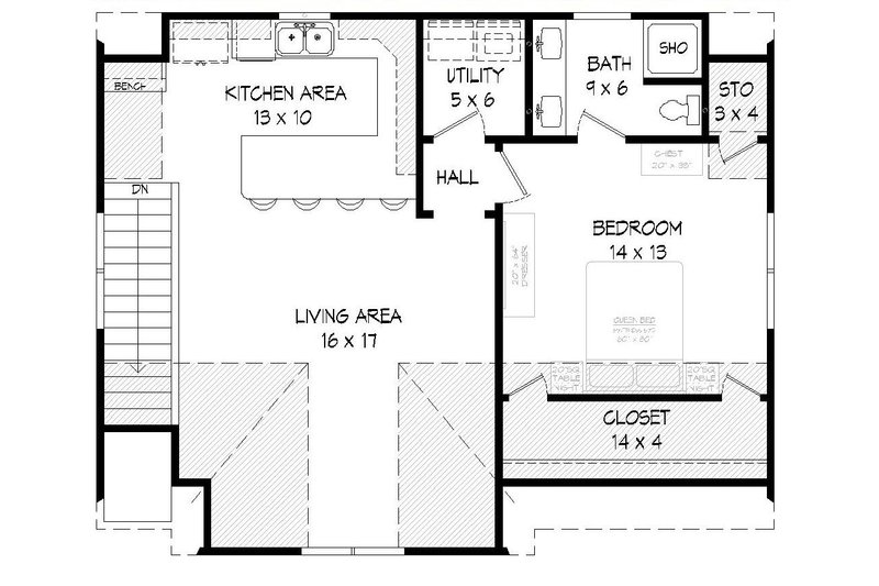 Architectural House Design - Floor Plan - Upper Floor for Country House Plan #932-16 - 1 bed, 1 bath
