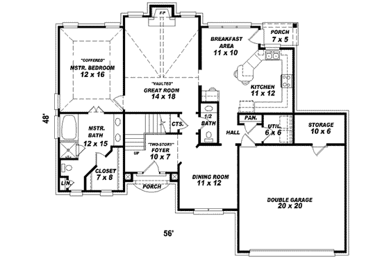 Floor Plan - Main Floor for European House Plan #81-720 - 3 bed, 2.5 bath