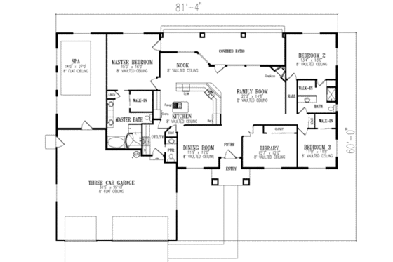 Floor Plan - Main Floor for Adobe / Southwestern House Plan #1-640 - 3 bed, 2.5 bath
